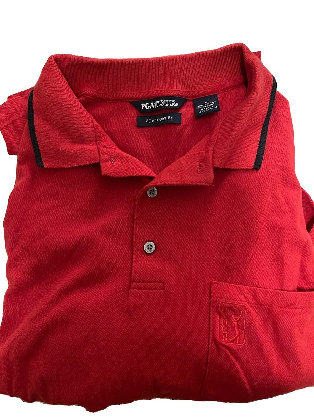 Men’s PGA Tour Flex Golf Polo Shirt Red Size Large Cotton Spandex Blend Golff